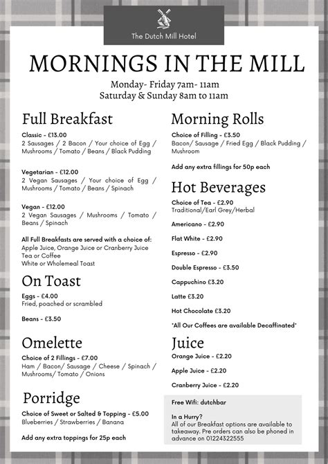 Hotel Breakfast Menu Pdf