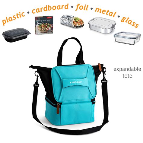 HOTLOGIC Food Warming Tote, Lunch Bag 120V, Black Food Warmer and