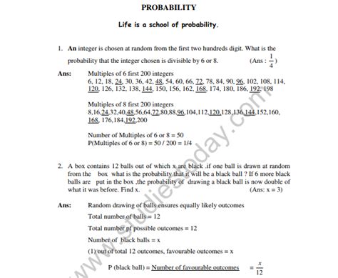 hots questions for class 10 maths probability