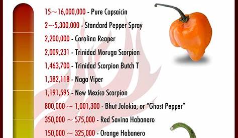Hottest Pepper Chart 2018 In The World , Scoville, Very Hot