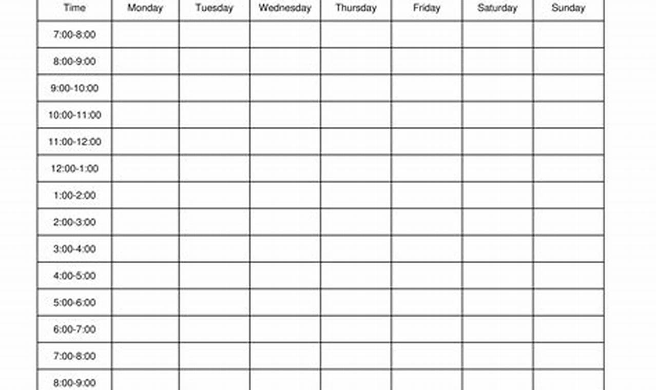 FREE Hourly Weekly Planner Template