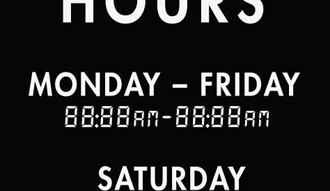 Operating Hours Sign Templates at