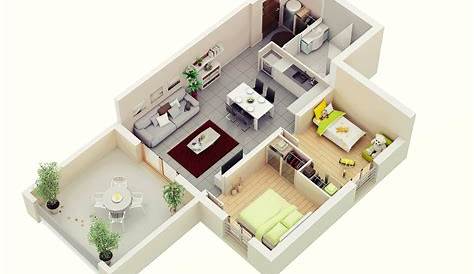 House Design Plans 3d 2 Bedrooms Bedroom Apartment