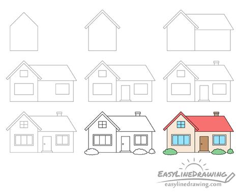 How to draw a house 5 Easy drawings YouTube