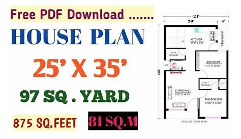 25 x 35 House Plan 850 sqft Home Plan 25 x 35 West