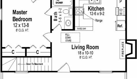 Cabin Style House Plan - 1 Beds 1 Baths 600 Sq/Ft Plan #21-108