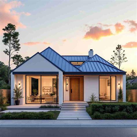 Beautiful blue roof villa elevation in 2500 sq.feet House Design Plans