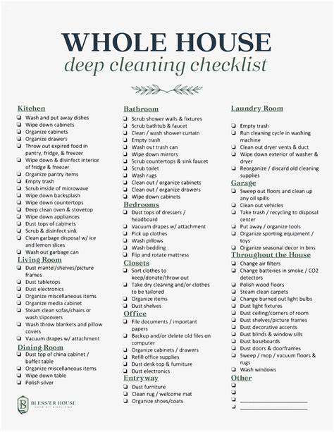 House cleaning checklist additional tips