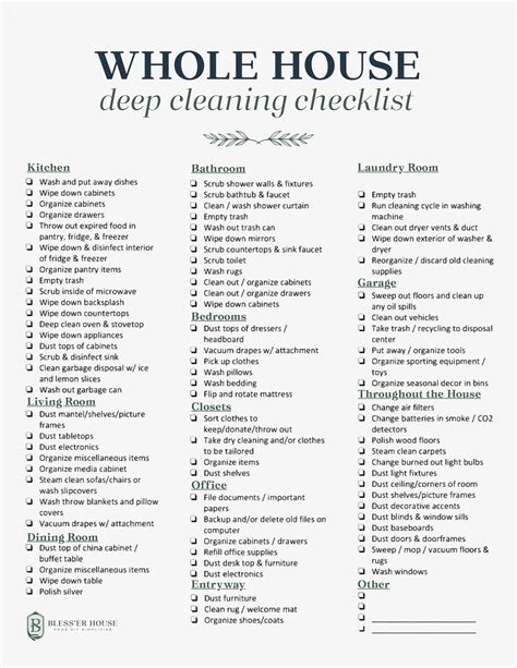 House cleaning checklist essential elements
