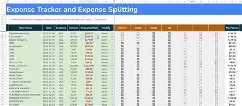 House Expense Splitting Spreadsheet