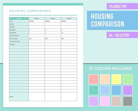 House Hunt Comparison Printable