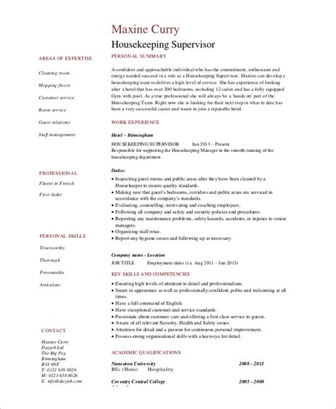 Housekeeper Supervisor Resume Samples QwikResume