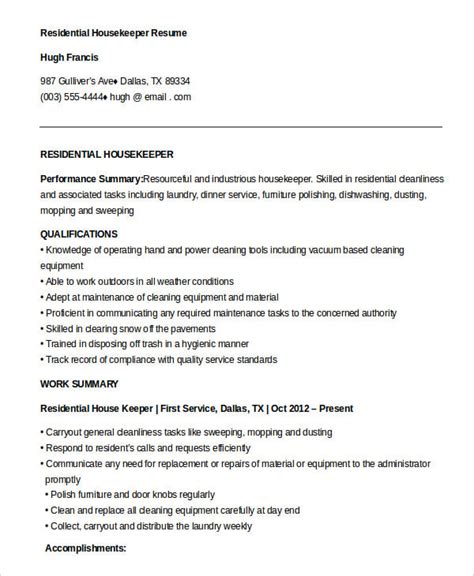 Housekeeper Resume Doc