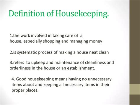 Housekeeping Definition Short