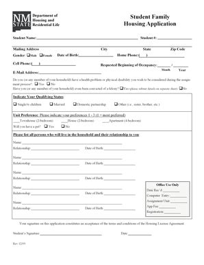 Housing Application Nmsu