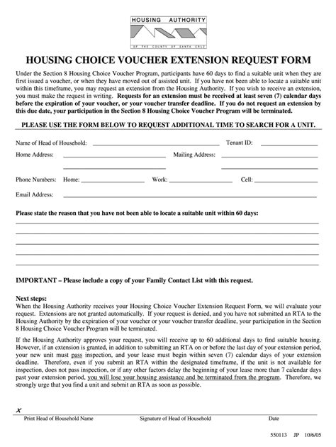housing choice voucher form