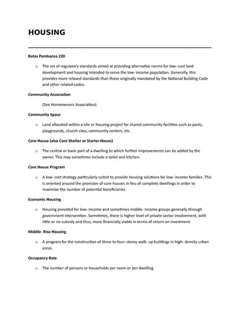 Housing Definition Term