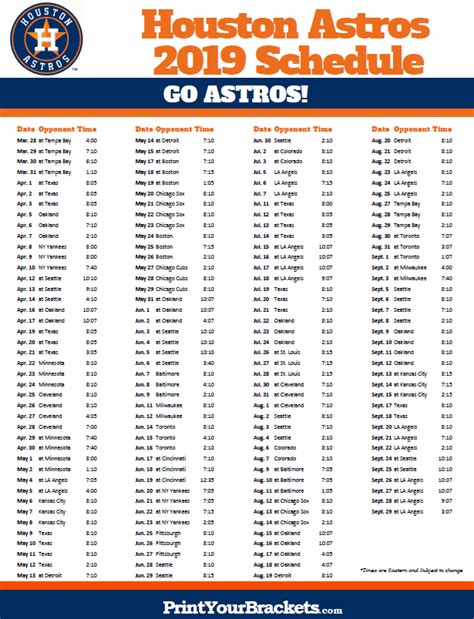 houston astros baseball schedule 2019