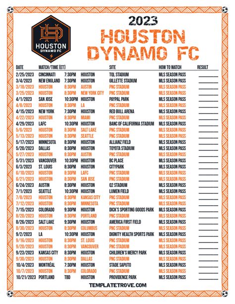 houston dynamo home schedule 2023