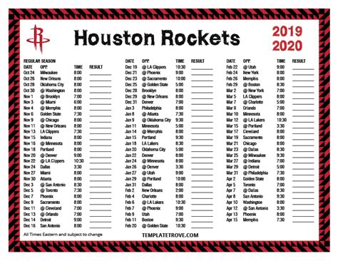 houston rockets schedule 2019