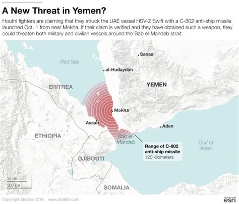 houthi attacks red sea map