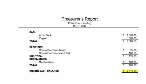 Treasurer Report Template - Best Template Ideas