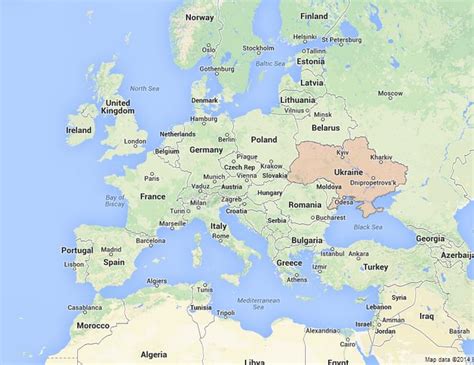 Ukraine on Map of Europe