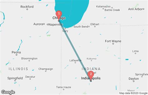 Distance between Indianapolis and Chicago