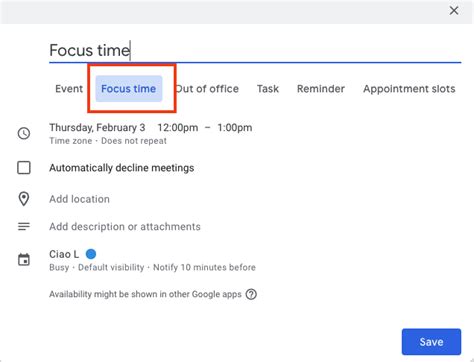 How To Add Focus Time In Google Calendar