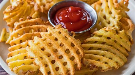 Air Fryer Waffle Fries Garnished Plate