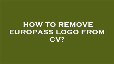 how to delete europass picture from cv