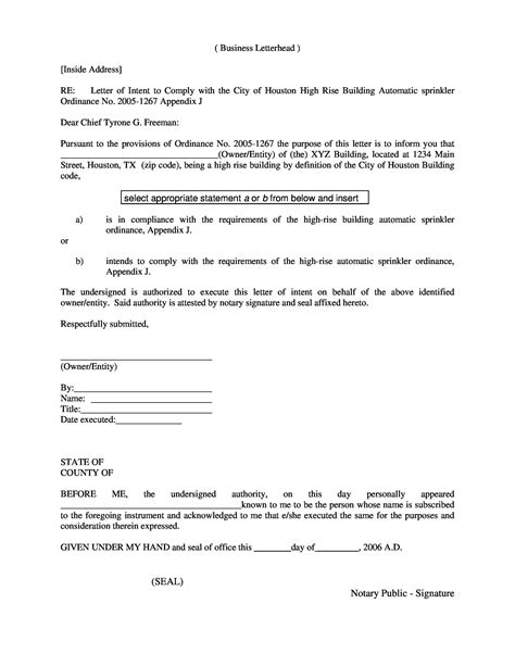 Example Of Notarized Letter Template Business Format