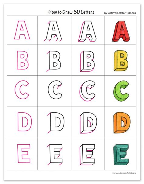 Tutorial How to draw 3d abc blocks letters easy step by
