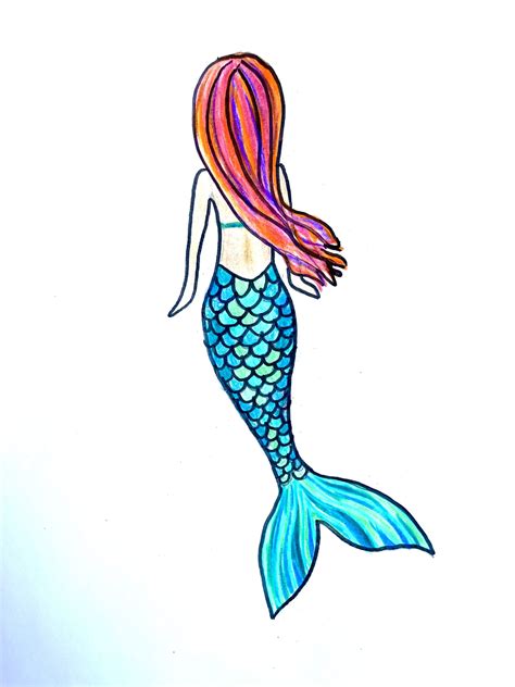 Mermaid Drawing How To Draw A Mermaid Step By Step