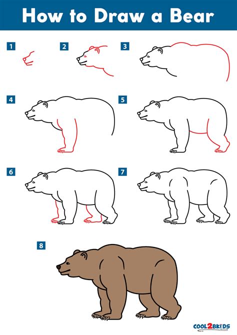 How to Draw a Black Bear for Kids printable step by step