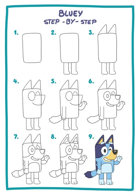 How to draw JeanLuc from Bluey Heeler Step by step Easy