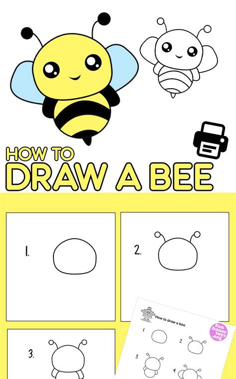 How to Draw a Bee Cute Step by Step Tutorial Bee