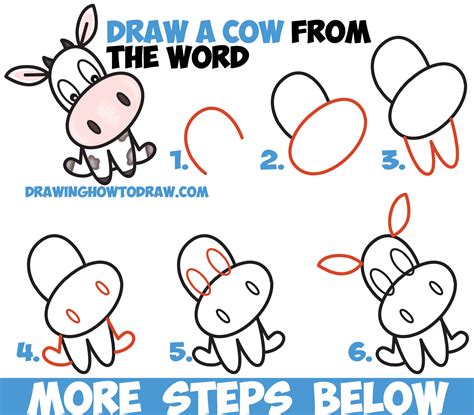 How to Draw a Cute Cartoon Kawaii Cow Easy Step by Step