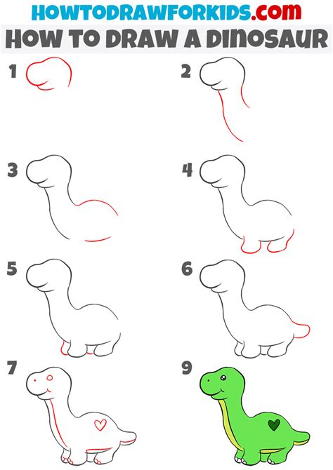 How to Draw a Cartoon Dinosaur Step by Step Cute Easy