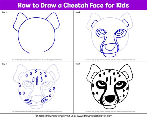 Learn How to Draw a Cheetah's Face (Big Cats) Step by Step