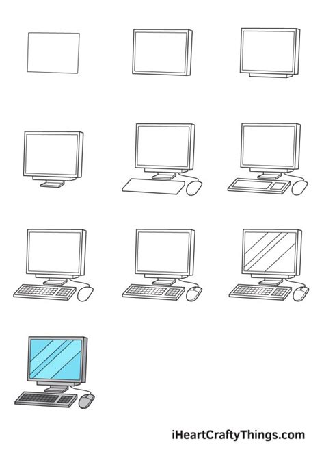 How to draw a computer EASY step by step, beginners YouTube