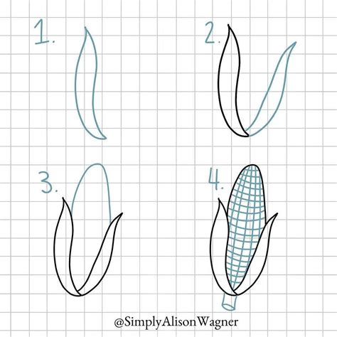 HOW TO DRAW A CORN CUTE, Easy step by step drawing lessons