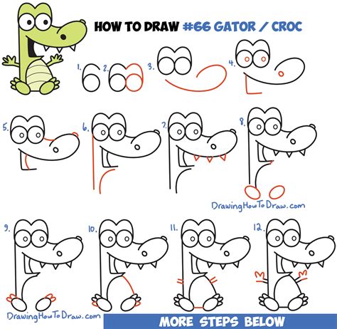 How to Draw a Crocodile Step by Step for Kids Cute Easy