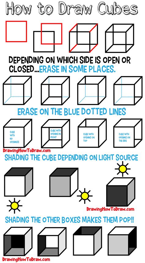 How to draw rubik's cube step by step Easy drawings, 3d