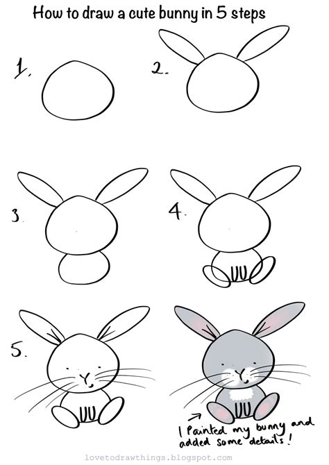 How to Draw a Cute Cartoon Bunny Rabbit from an Oval