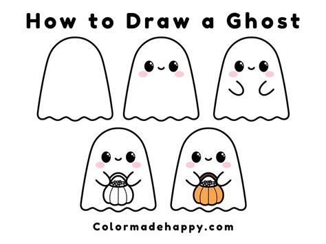 How to Draw a Ghost Step by Step for Kids Cute Easy Drawings