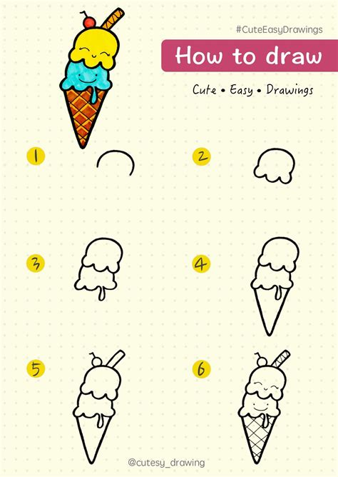 Cute Ice Cream Cone Drawing at Free for