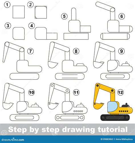 How to draw excavator easy learn drawing step by step with