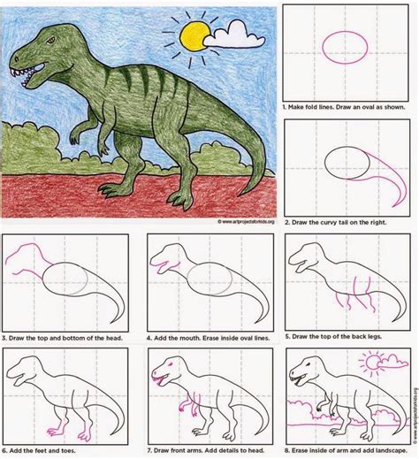 How to Draw "Dilophosaurus" dinosaur pencil drawing step