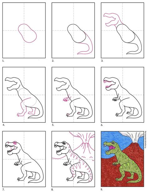 How to Draw Dinosaurs StepbyStep Instructions for 20